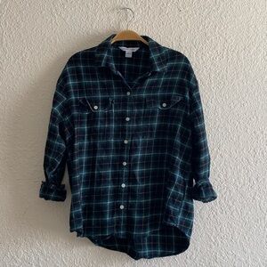 Old Navy Boyfriend Green Button Shirt